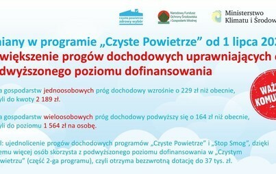 Zdjęcie do Od lipca obowiązują zmiany w programie &bdquo;Czyste Powietrze&rdquo;